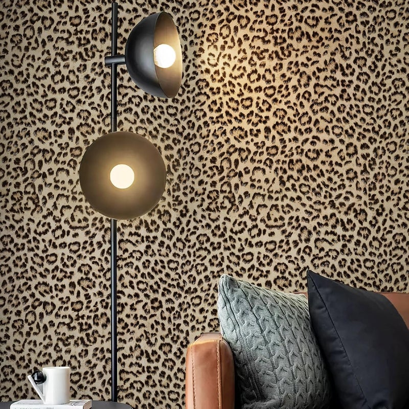 JiffDiff Leopard Print Peel and Stick Wallpaper, Waterproof Removable Self Adhesive Textured Wall Paper, Yellow Unique Funky Cheetah Contact Paper for Bedroom and Bathroom 480"X17.3"(57.6 sq. ft) - Image 1